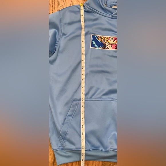 Dragon Ball Z DBZ Gohan Goku Savior Shop Embroidered Blue Hoodie Sweater Small - Picture 10 of 10